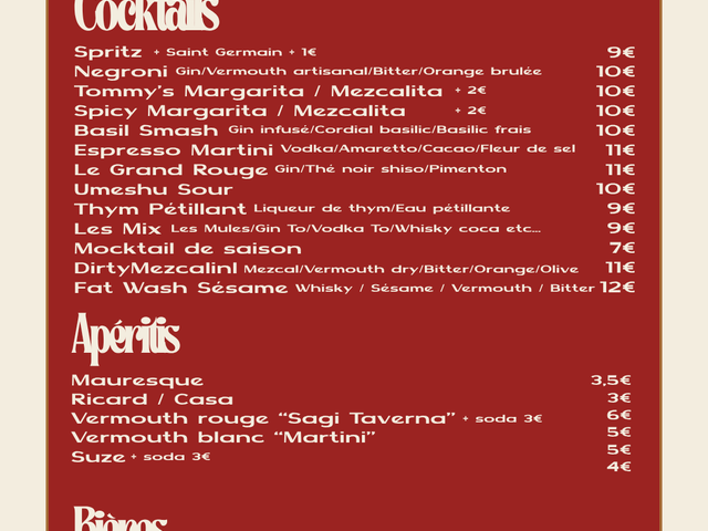 Le Grand Rouge MENU