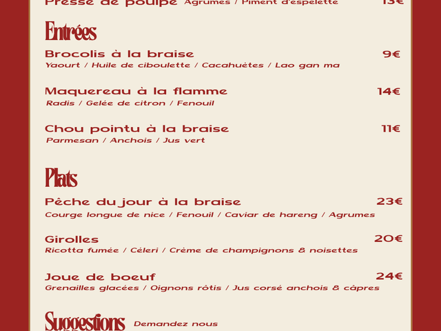 Le Grand Rouge MENU